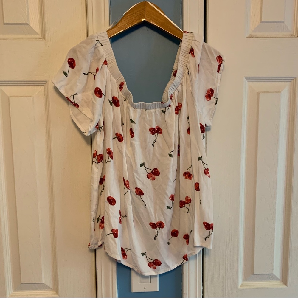 Off the Shoulder Cherry Blouse